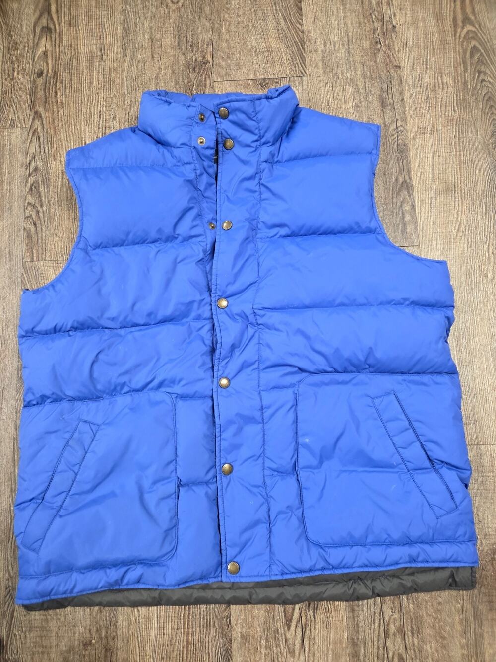 Lands End Down Puffer Vest Hiking Camp Outdoor Work Royal Blue Large